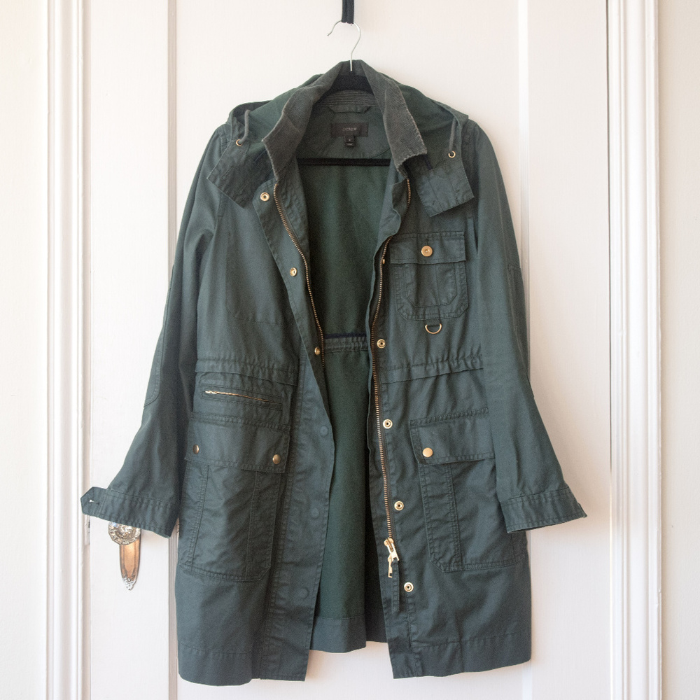 J Crew Long Downtown Field Jacket, Size S